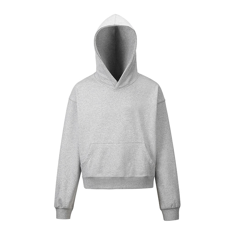 Brushed Cropped Hoodie - Gray