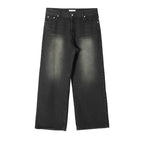 RT No. 7002 WASHED BLACK WIDE STRAIGHT DENIM JEANS