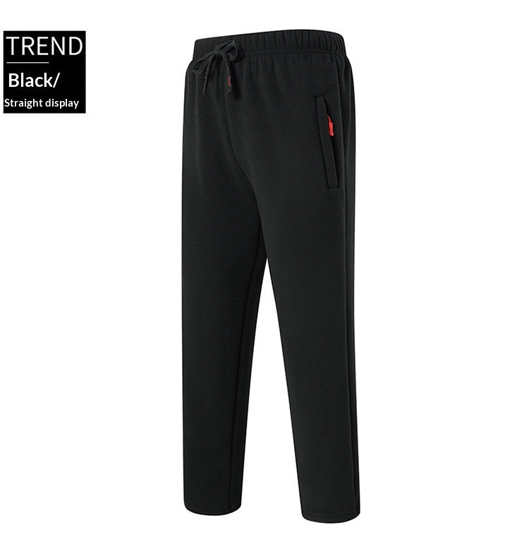 Sherpa-Lined Fleece Sweatpants - Black / Straight Leg