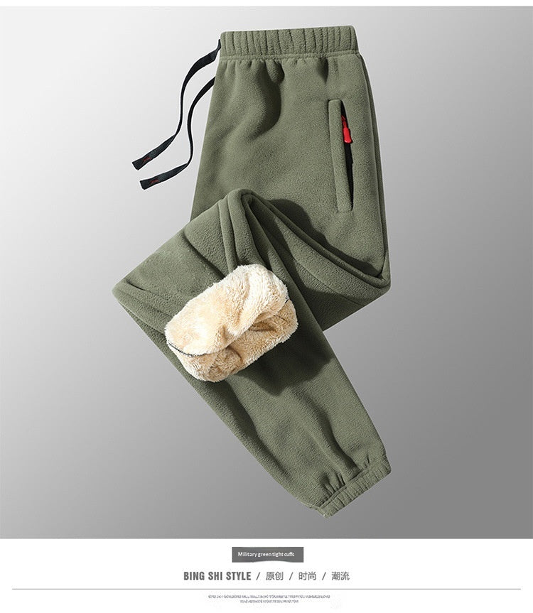 Sherpa-Lined Fleece Sweatpants - Army Green / Jogger