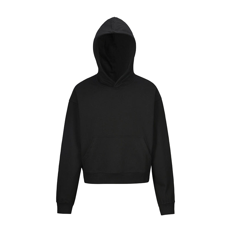 Brushed Cropped Hoodie - Black