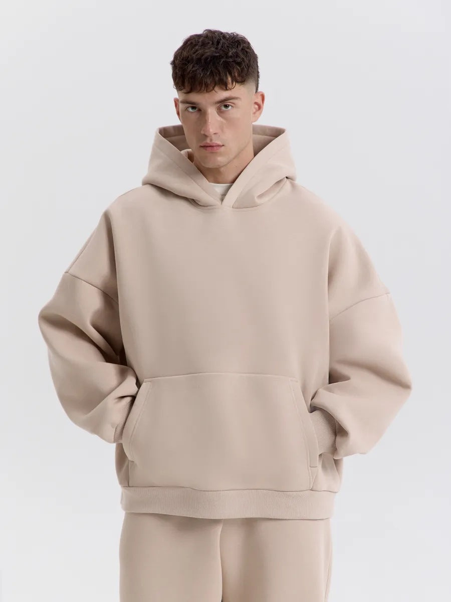 Drop-Shoulder Fleece Hoodie - Khaki
