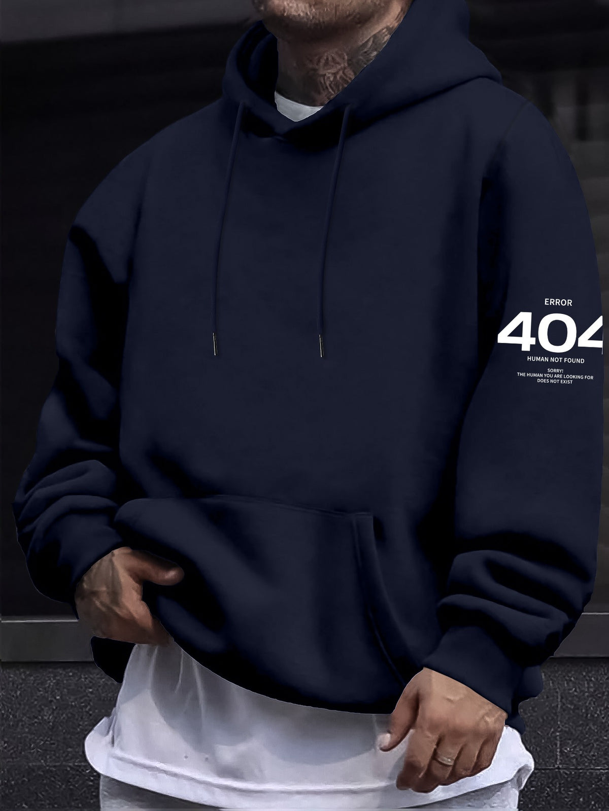 404 Error Oversized Hoodie - Navy Blue
