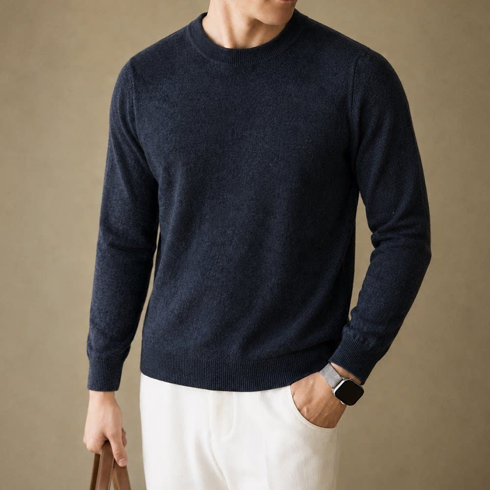 Textured Knit Crewneck Sweater - Black