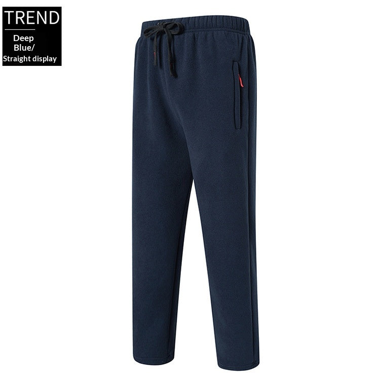 Sherpa-Lined Fleece Sweatpants - Navy / Straight Leg