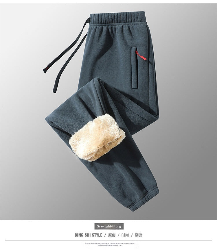 Sherpa-Lined Fleece Sweatpants - Gray / Jogger