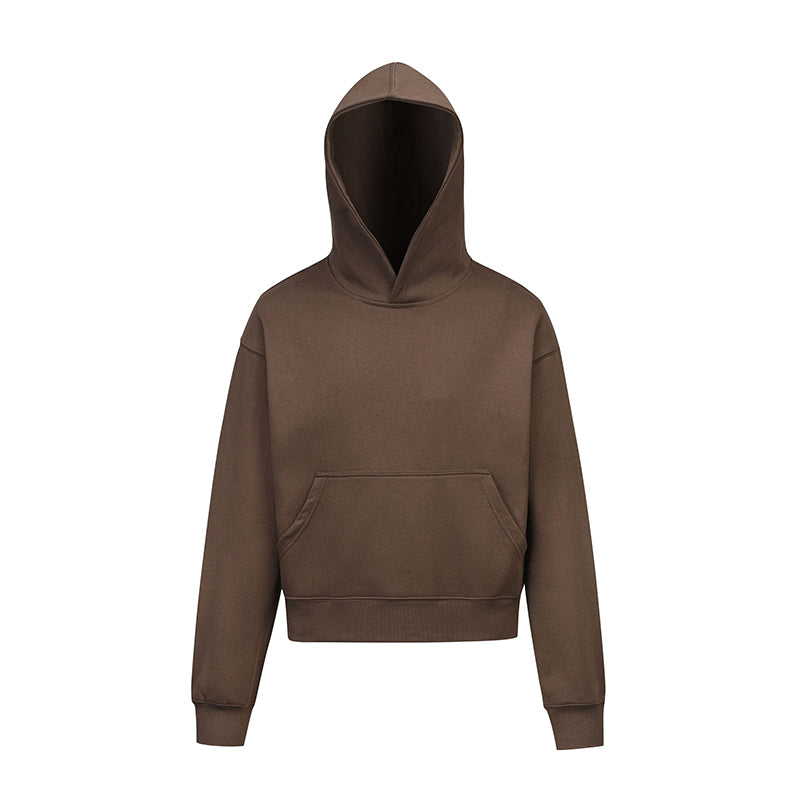 Brushed Cropped Hoodie - Coffee
