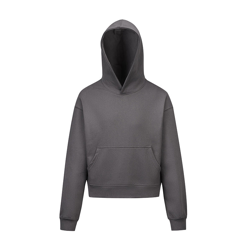 Brushed Cropped Hoodie - Dark Gray