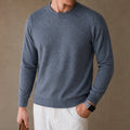 Textured Knit Crewneck Sweater - Dark Gray Melange