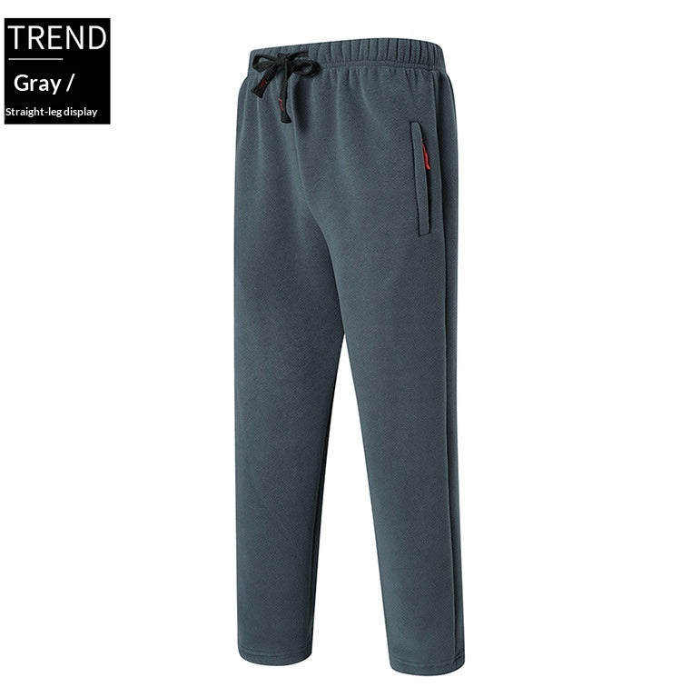 Sherpa-Lined Fleece Sweatpants - Gray / Straight Leg