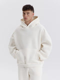 Drop-Shoulder Fleece Hoodie - White