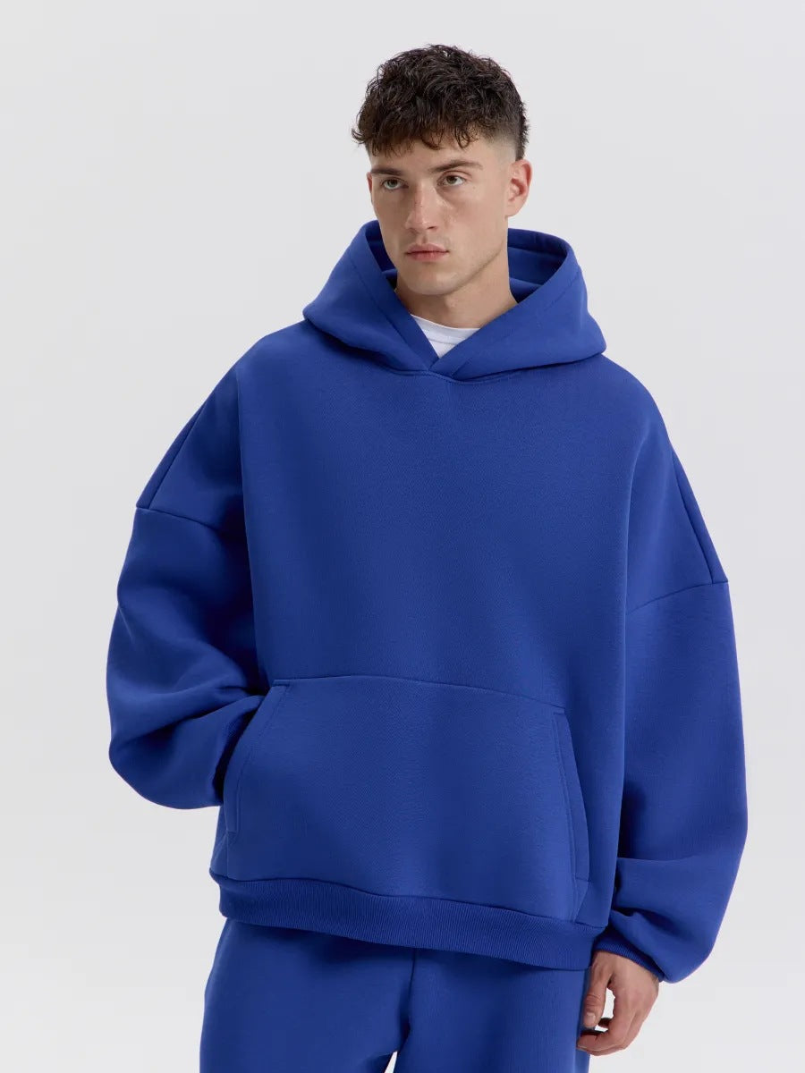 Drop-Shoulder Fleece Hoodie - Blue