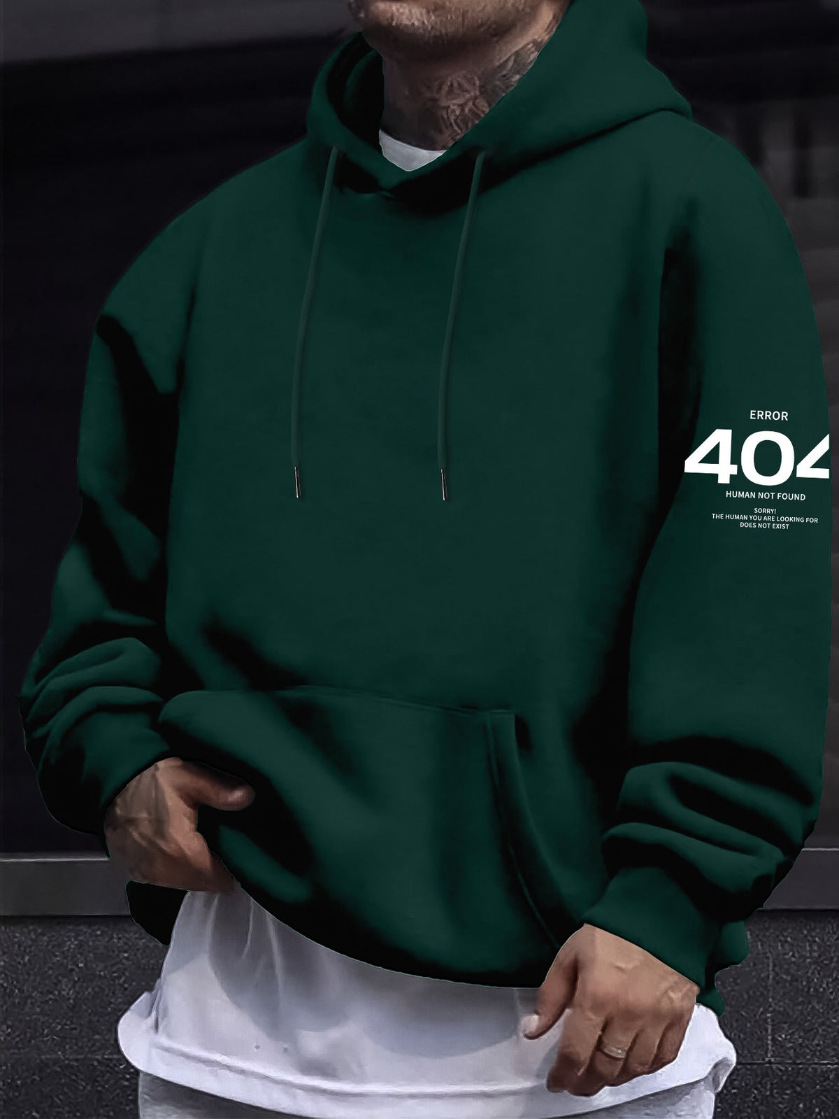 404 Error Oversized Hoodie - Dark Green