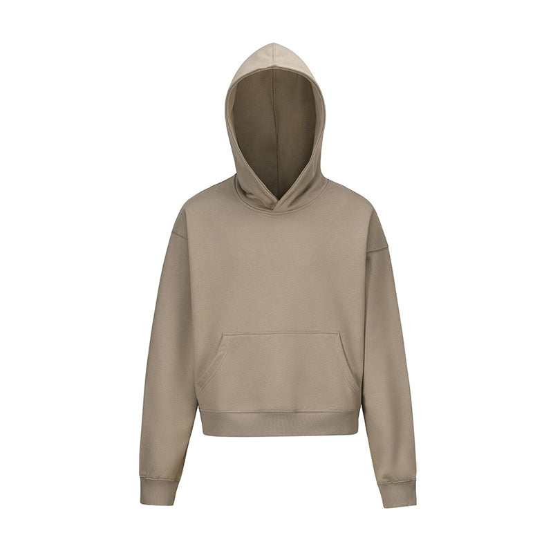 Brushed Cropped Hoodie - Khaki